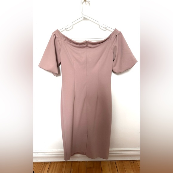 Rinascimento Off-Shoulder Dress in Blush Wedding Guest or Elegant Event Dress - Picture 2 of 11